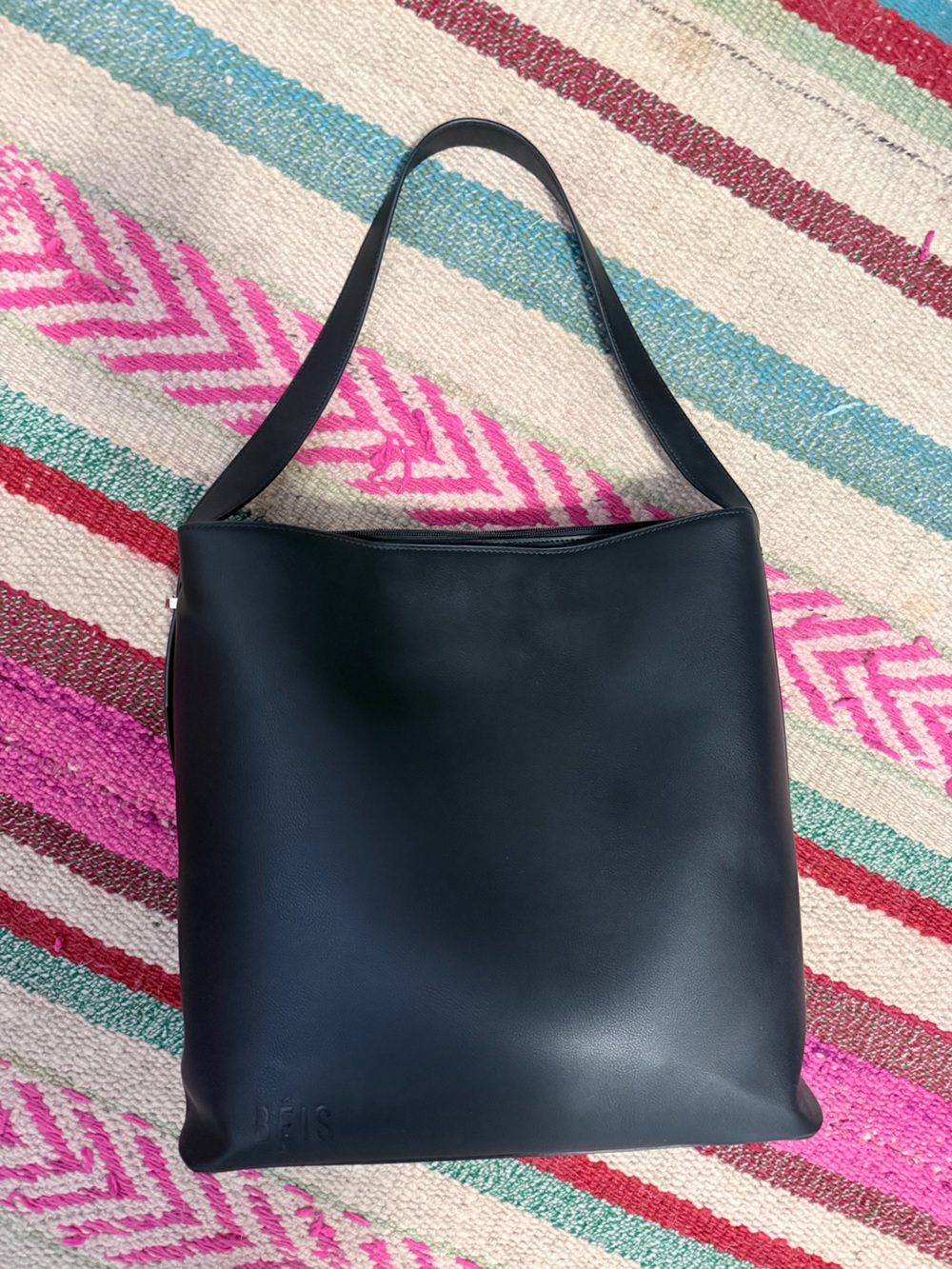 BEIS Black Smooth Leather Shoulder Bag